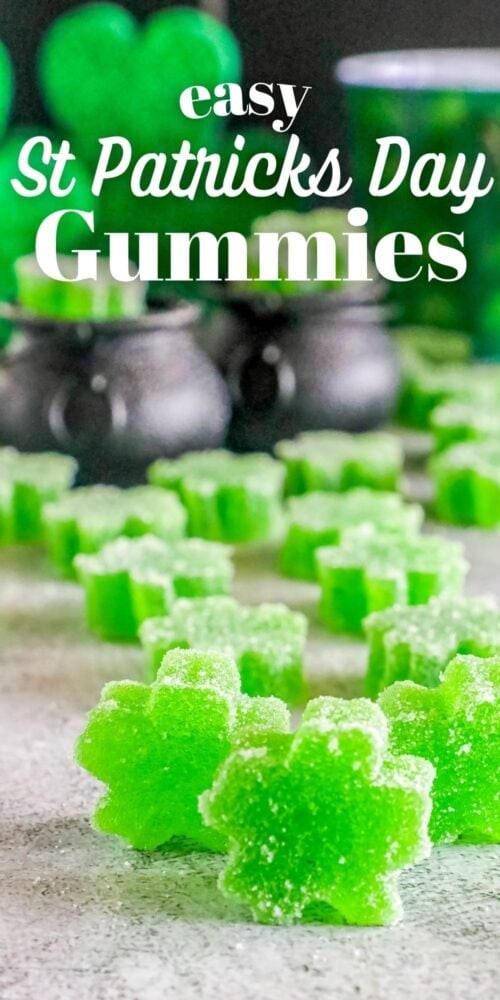 picture of shamrock gummies on a table
