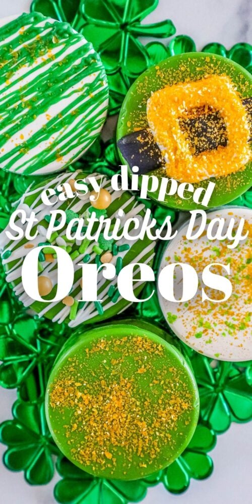 picture of oreos dipped in chocolate and decorated for saint patricks day
