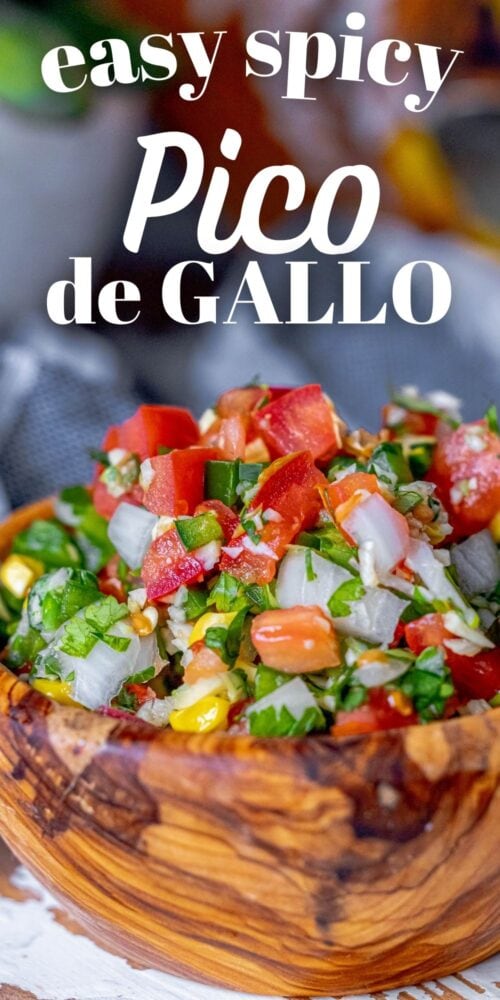 picture of corn pico de gallo in a wooden bowl 