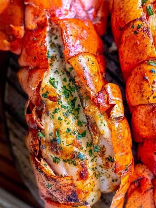 picture of grilled lobster tails on a cutting board