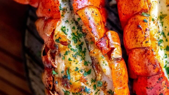 picture of grilled lobster tails on a cutting board