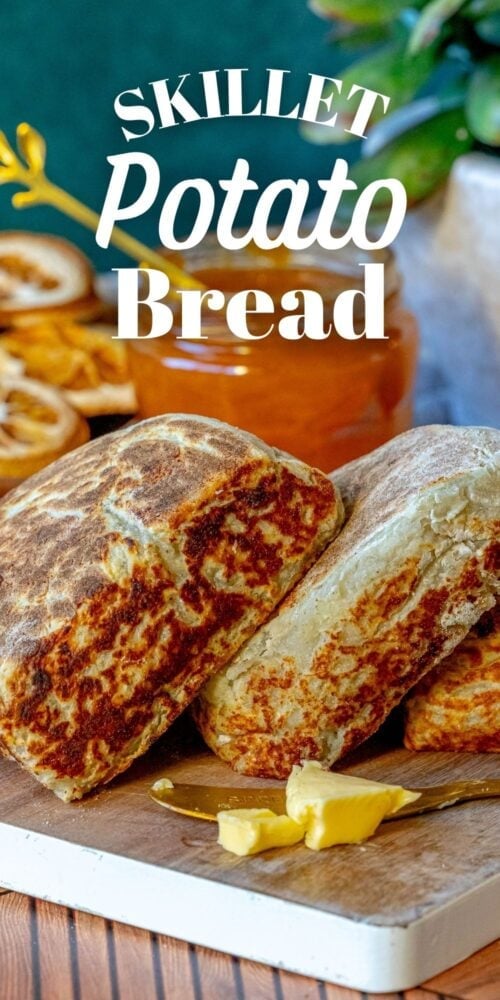 picture of potato bread on a cutting board