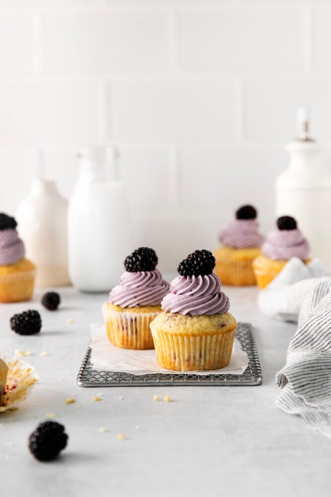 picture of blackberry cupcakes on a table