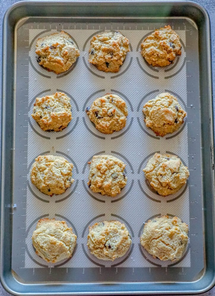 picture of keto chocolate chip cookies on a baking sheet