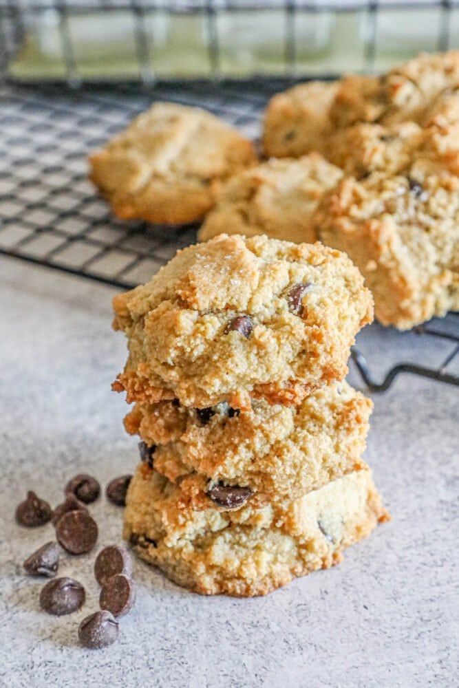 picture of keto chocolate chip cookies on a table