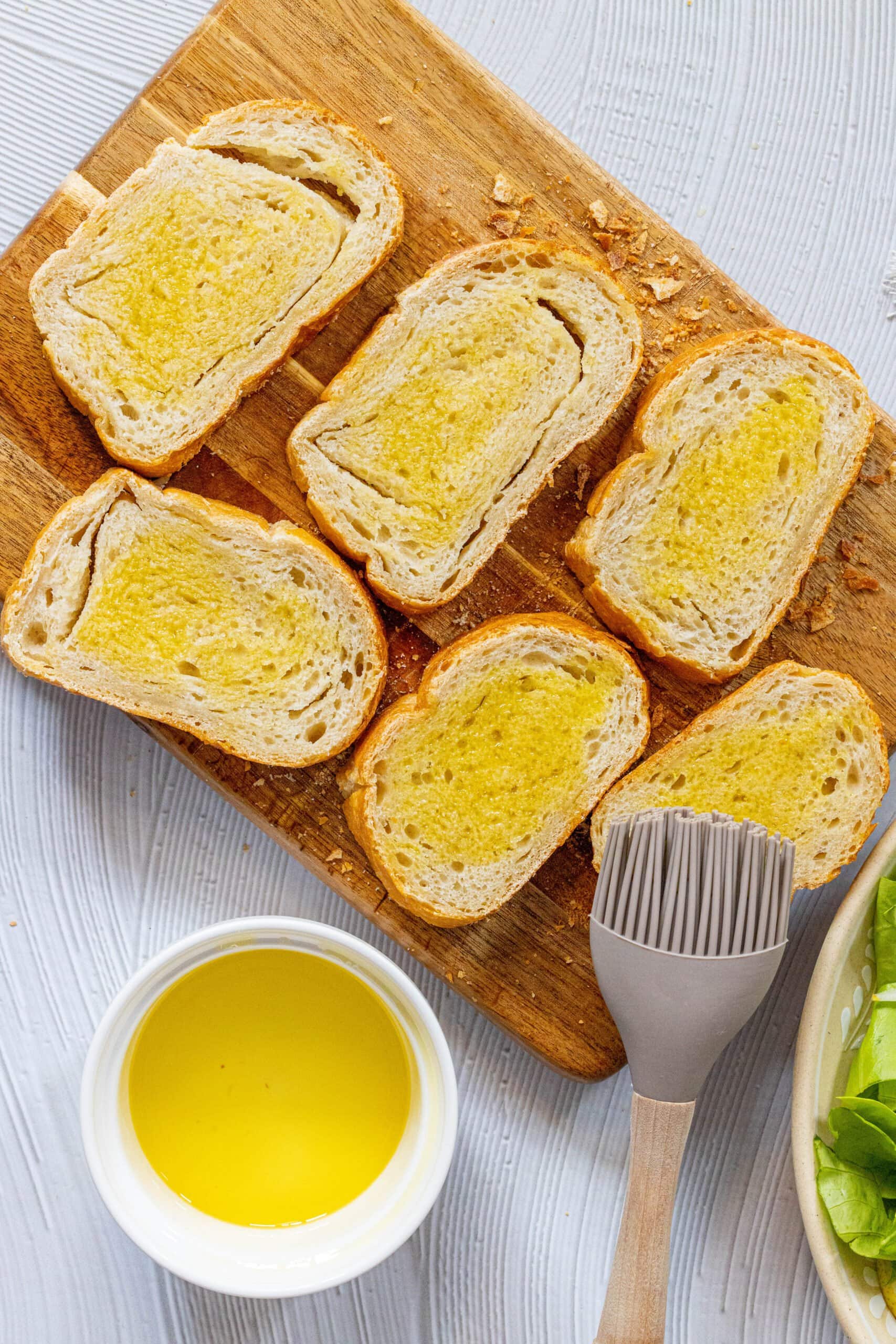 picture of bread with olive oil brushed on it