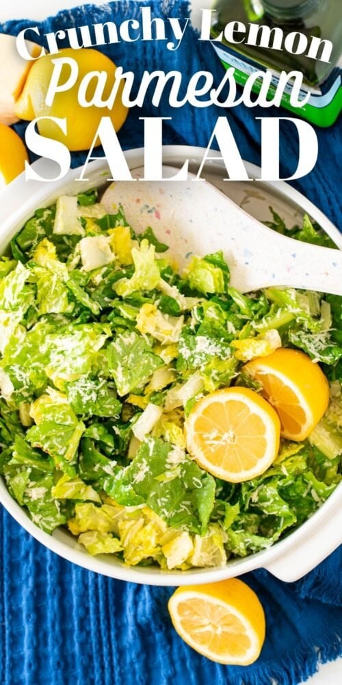 picture of crunchy lemon tiktok salad in a white bowl 