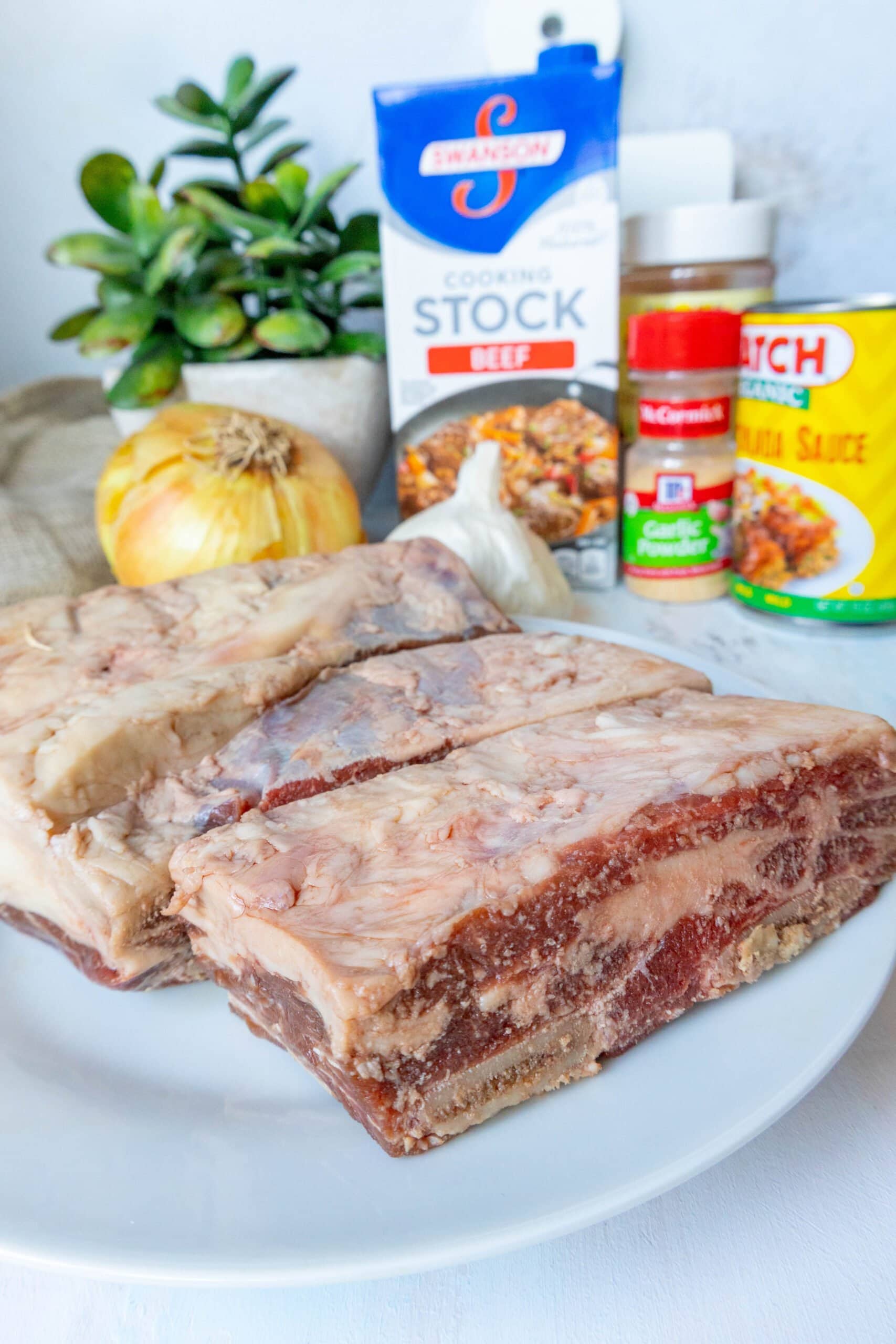 Pork ribs with spices, cooked in a pressure cooker.