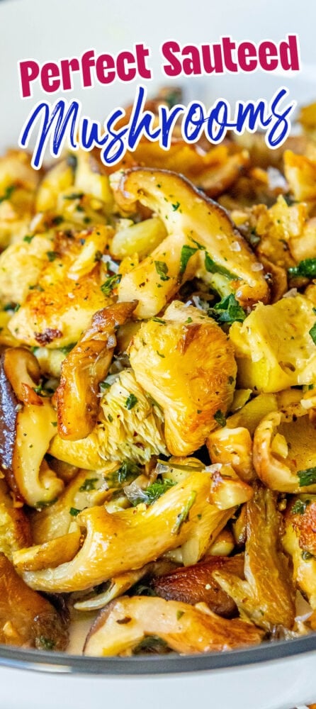 picture of sauteed mushrooms in a white bowl