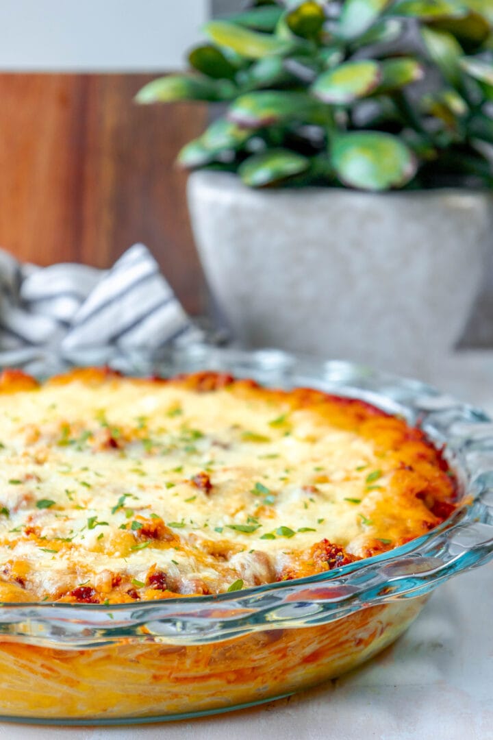 Easy Baked Spaghetti Pie Sweet Cs Designs