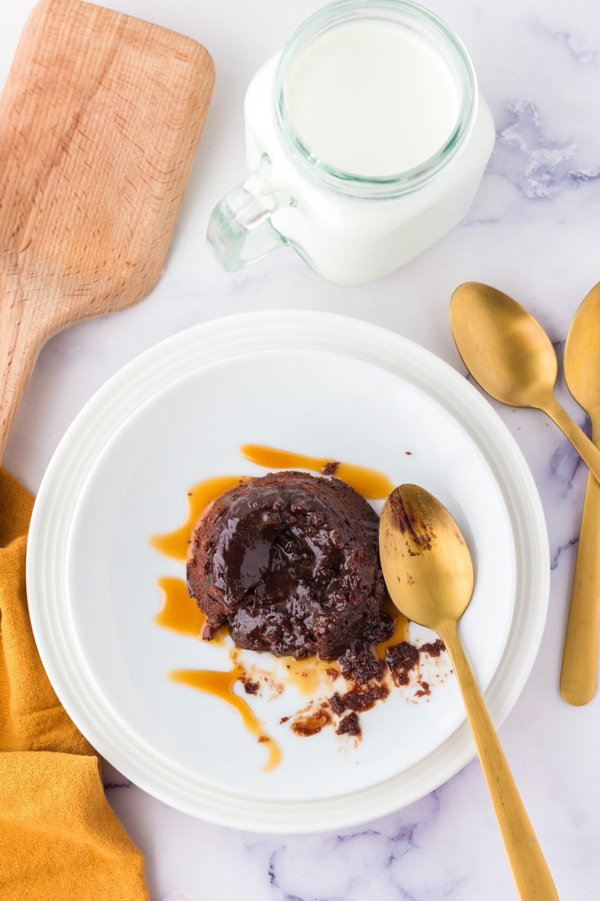 picture of caramel lava cake on a plate