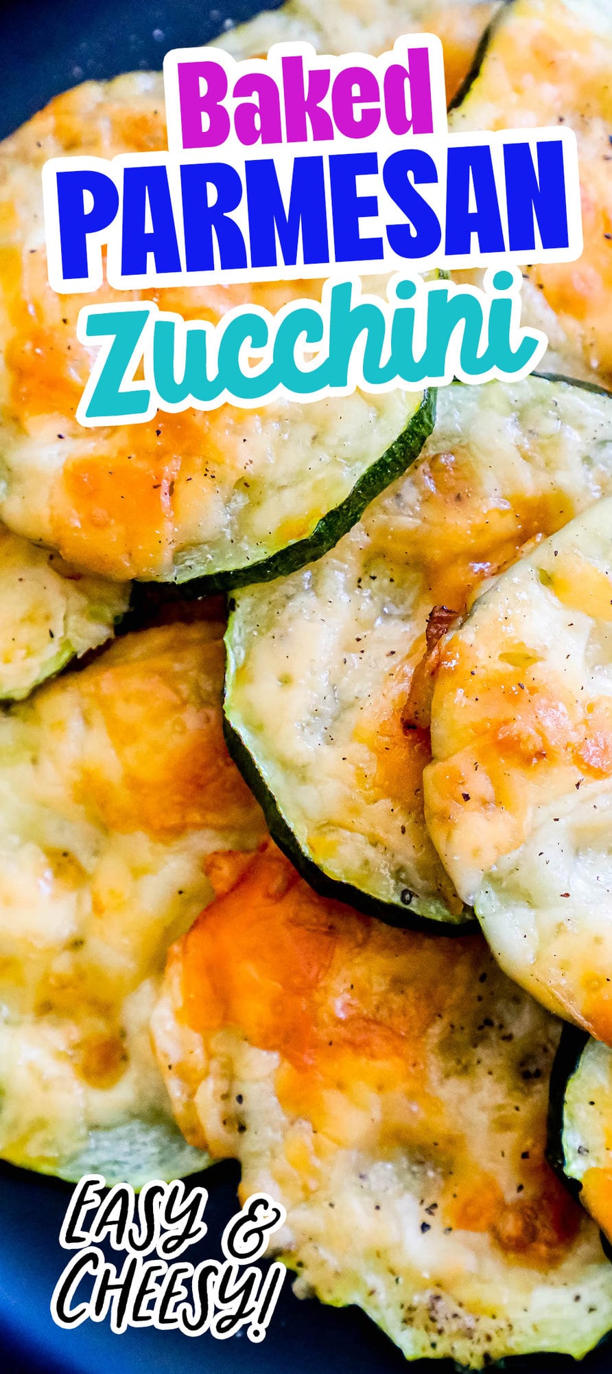 picture of sliced baked zucchini topped with cheese