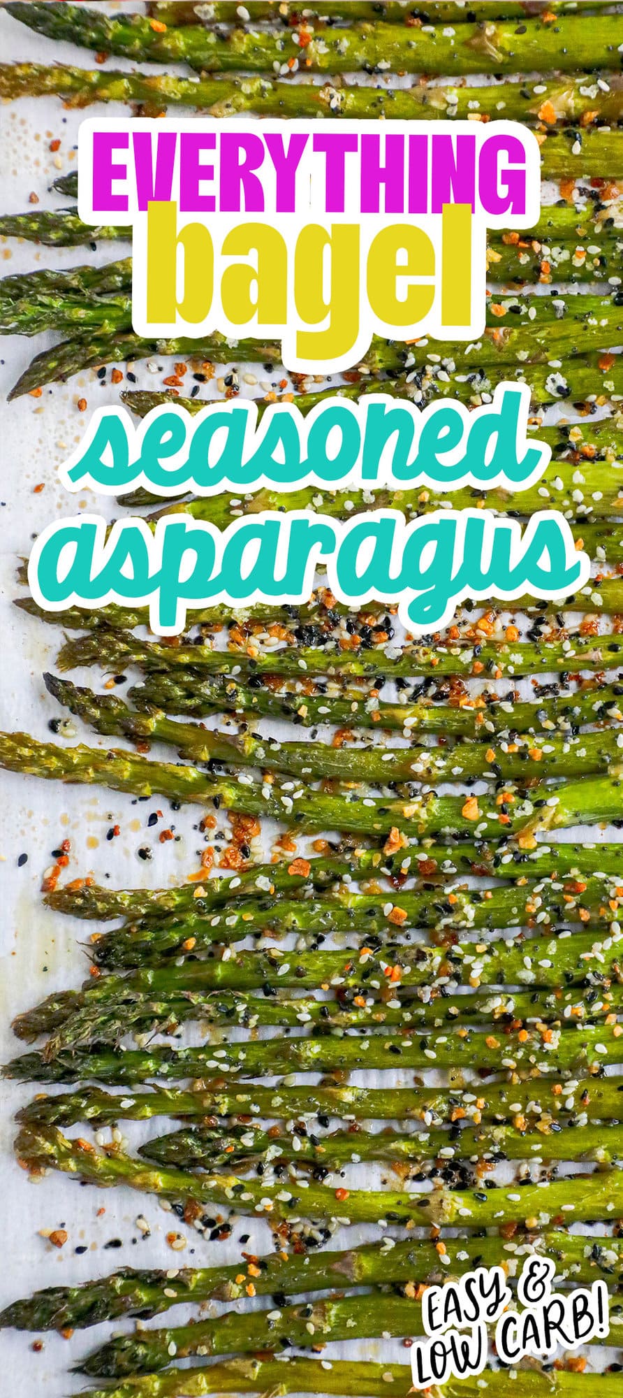 picture of asparagus spears seasoned with everything bagel seasoning