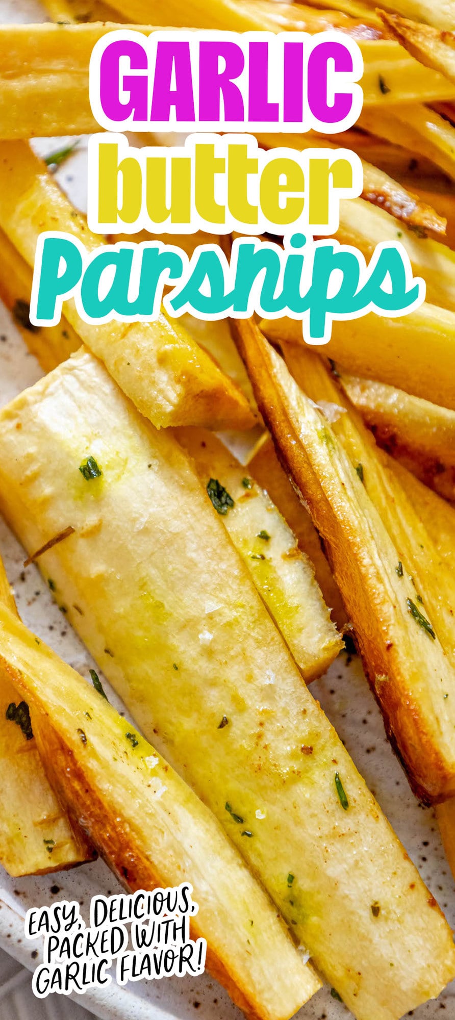 roasted parsnips seasoned with garlic butter and herbs 