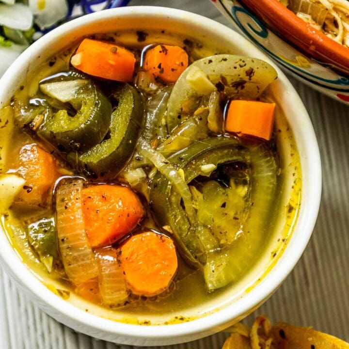 carrot jalapeno salsa in a white bowl