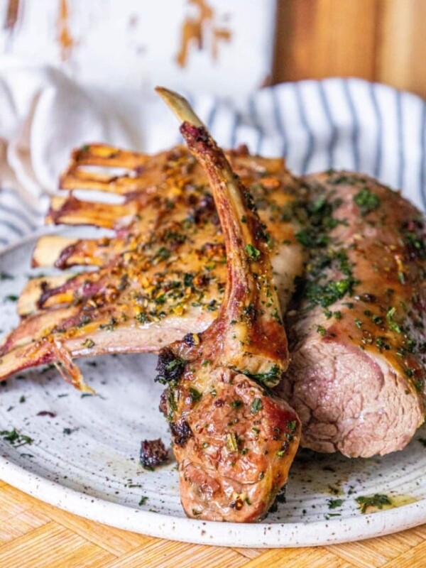 rack of lamb with one piece pointed up