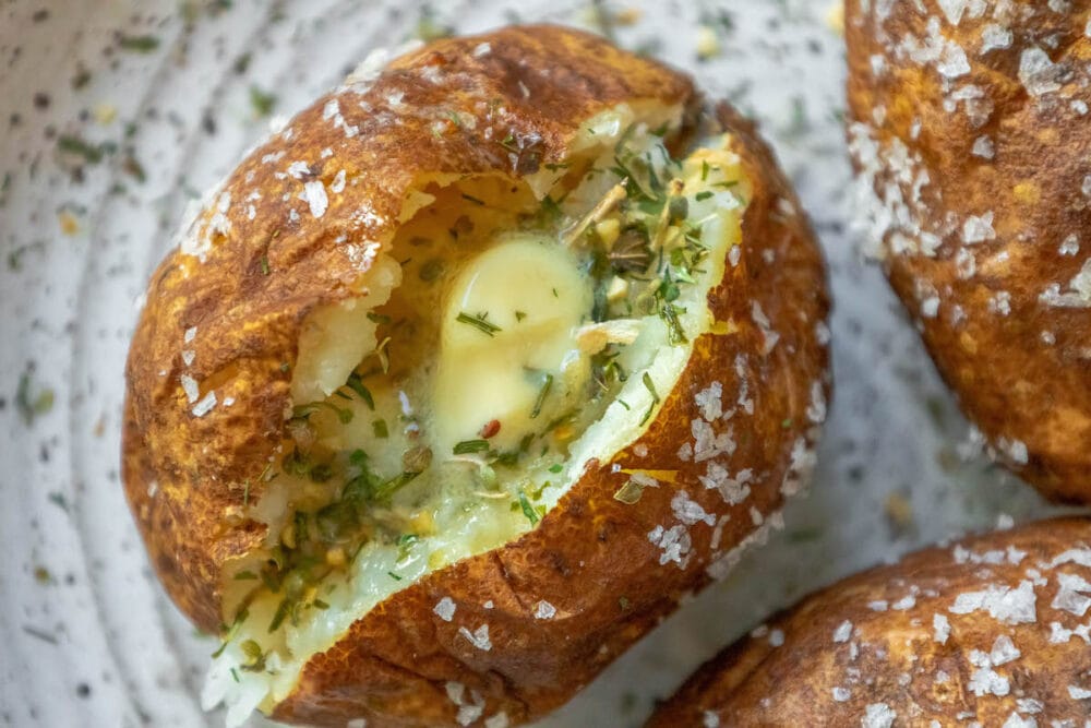 Salt Baked Potato with Herbed Butter Sweet Cs Designs