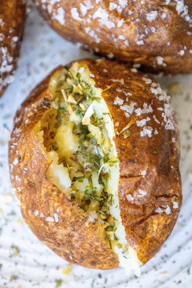 Salt Baked Potato with Herbed Butter Sweet Cs Designs