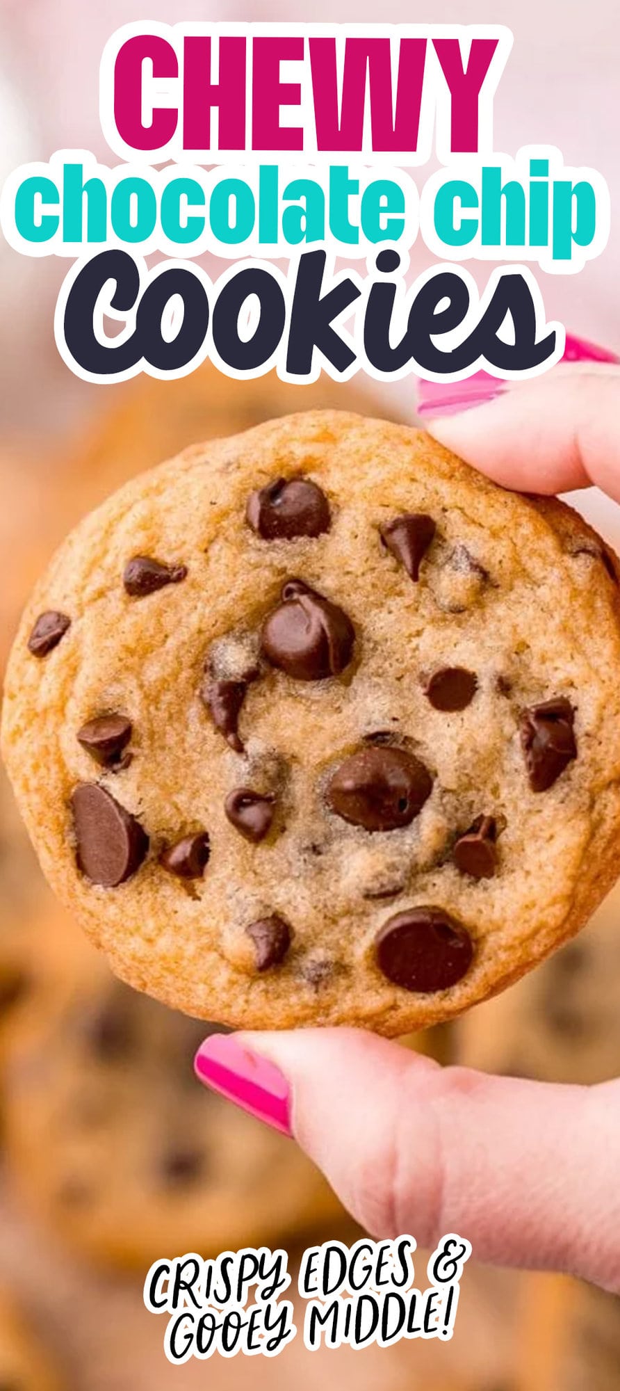 a hand holding a chocolate chip cookie