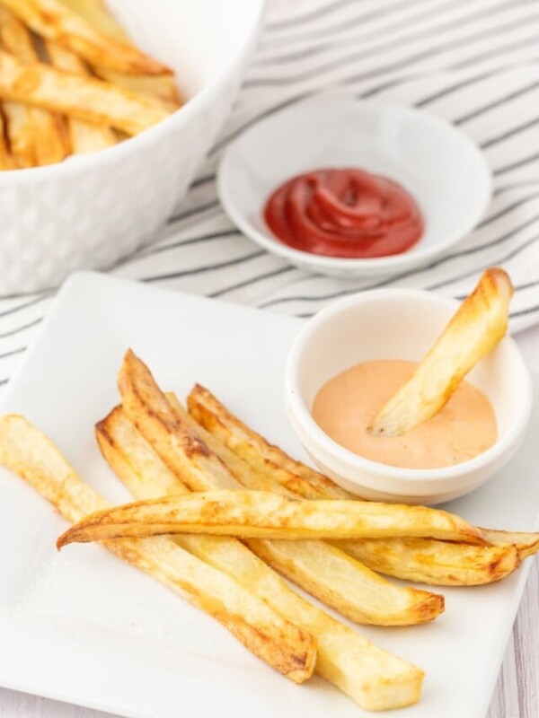 french fries some in dipping sauce