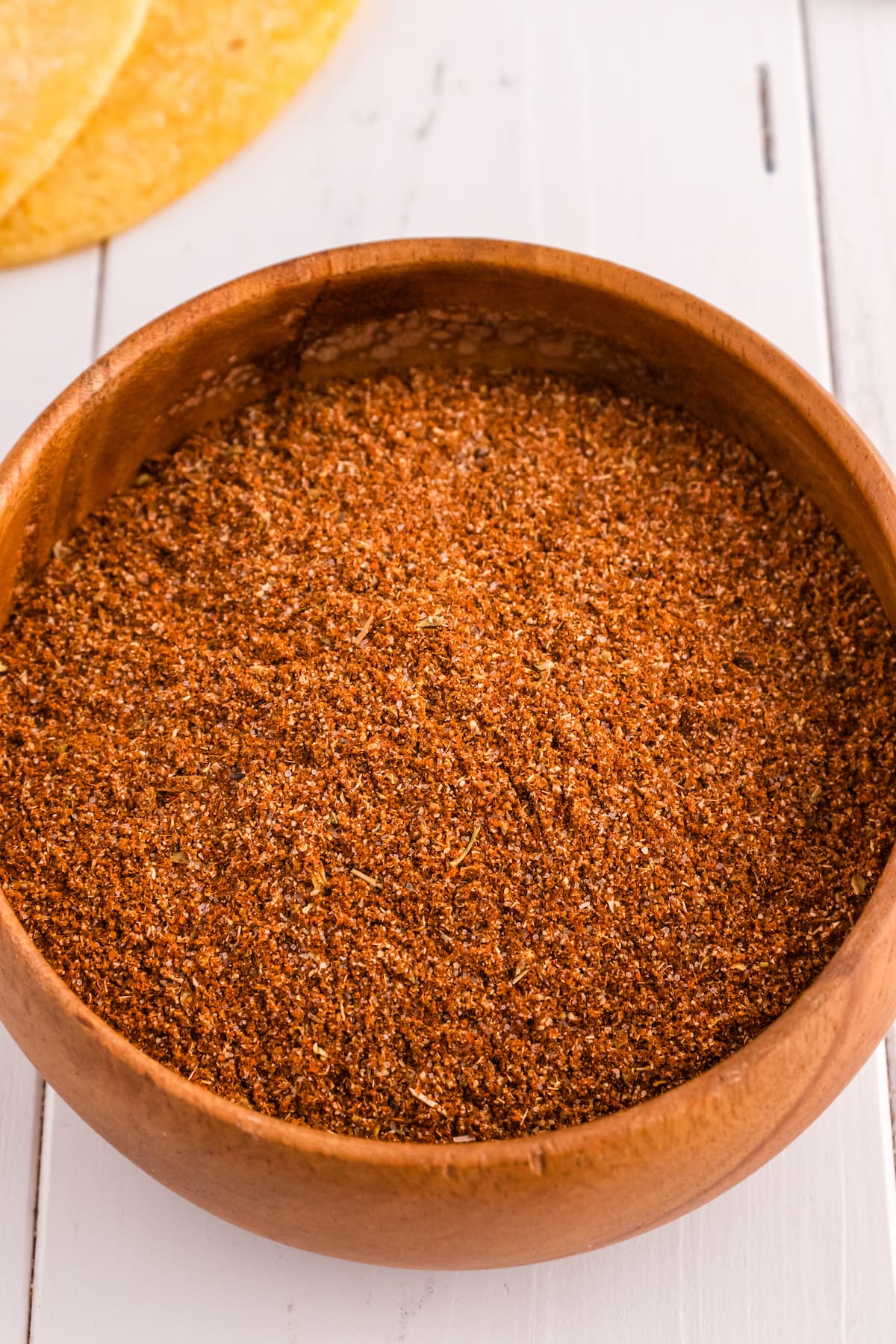 taco seasoning in a wooden bowl 