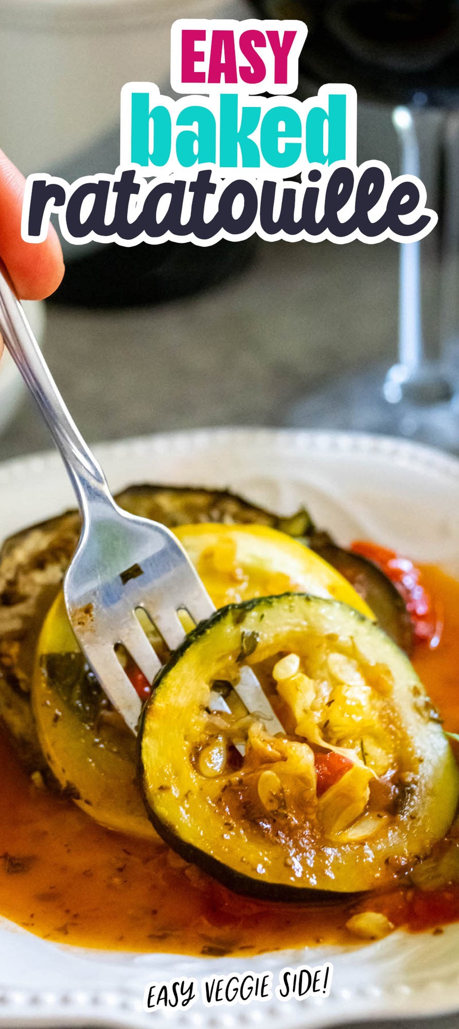 baked ratatouille on a white plate