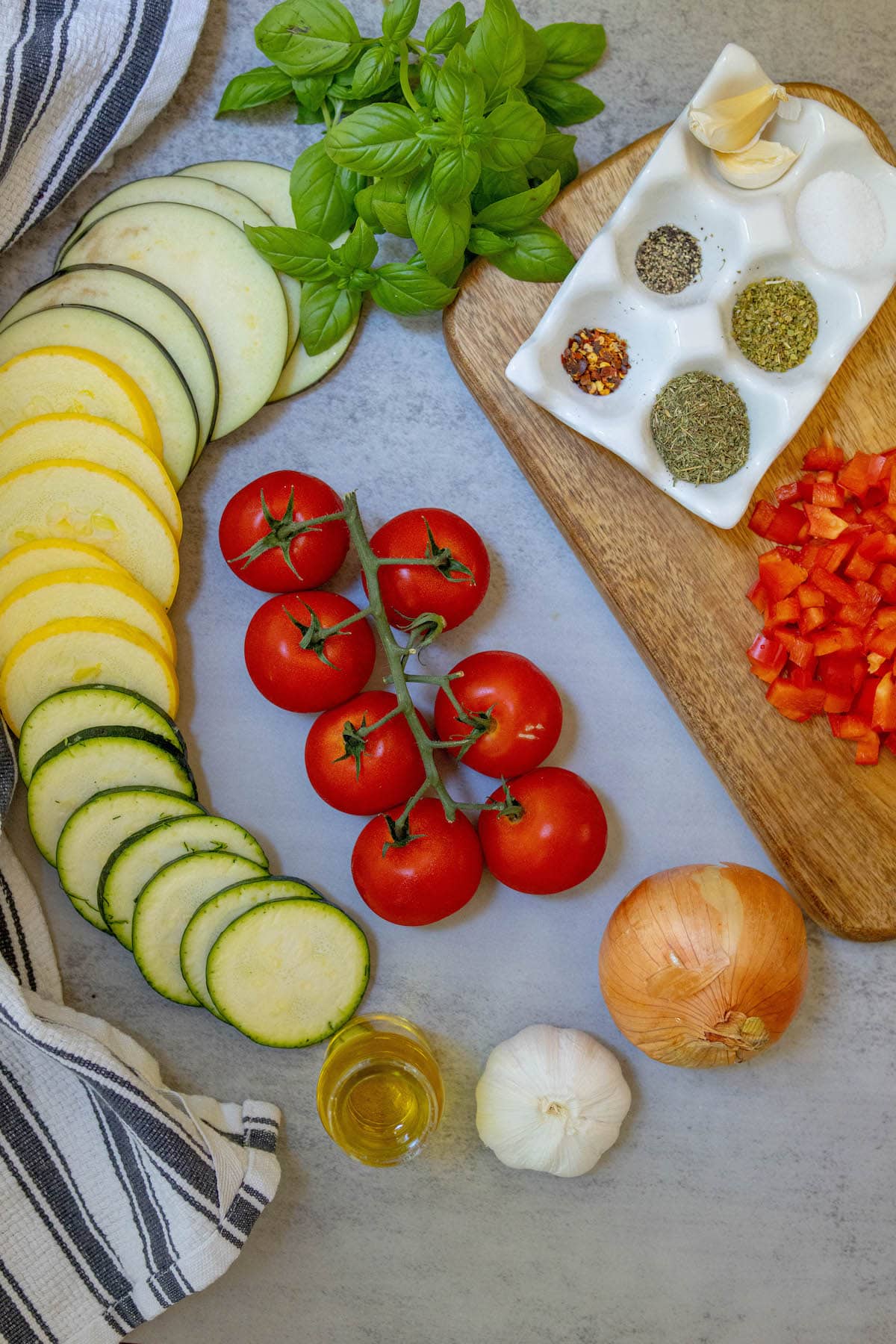 ratatouille ingredients on a table
