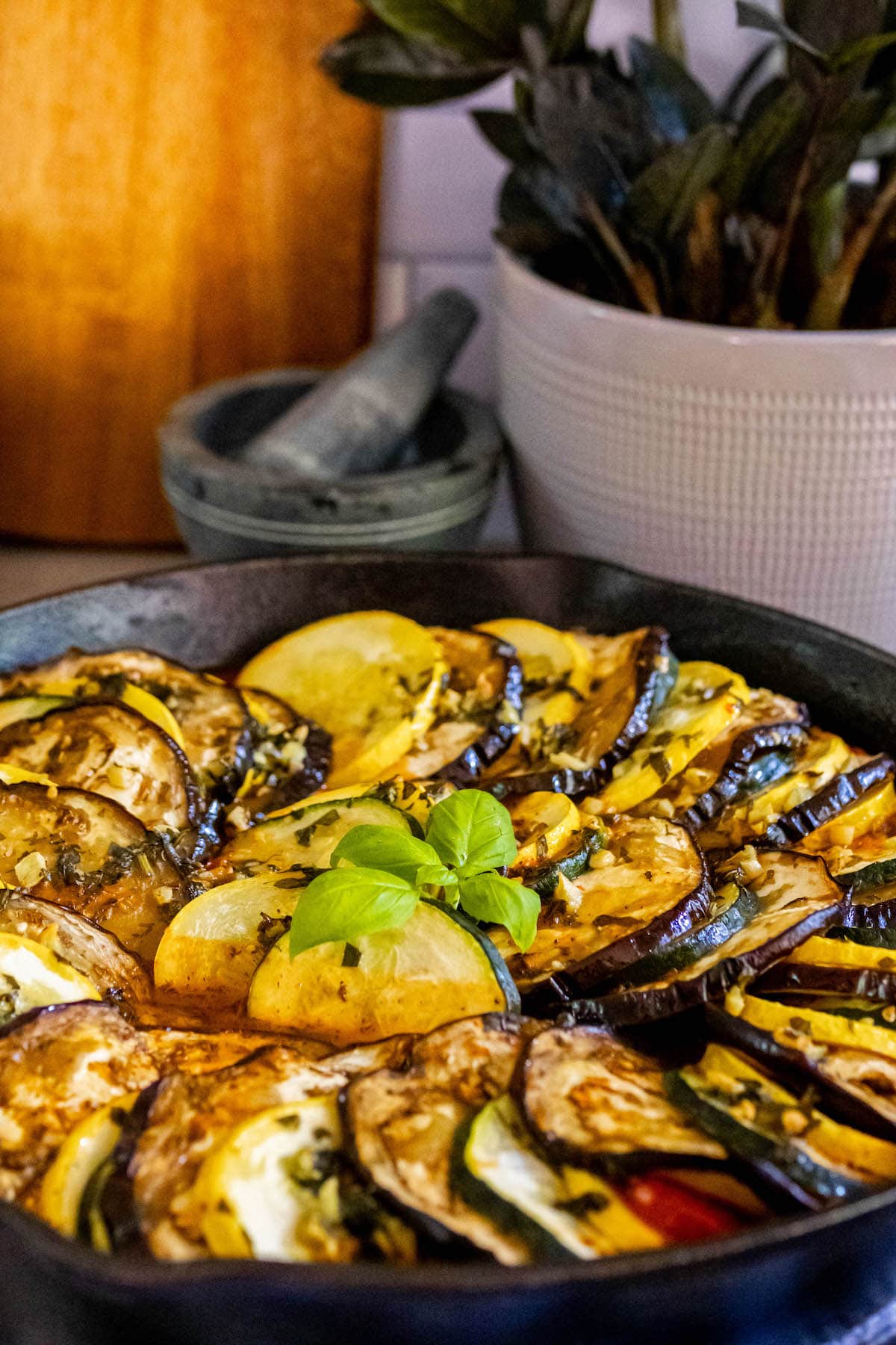 baked ratatouille in a pan 