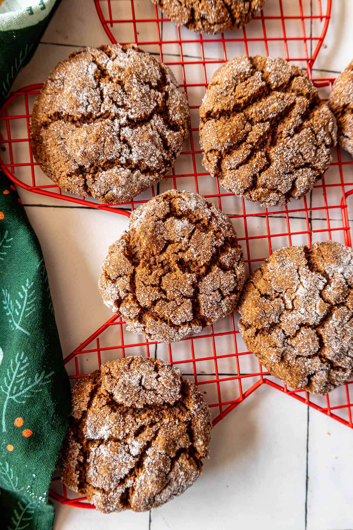 Gingerbread cookies on a cooling rack, soft molasses cookies.