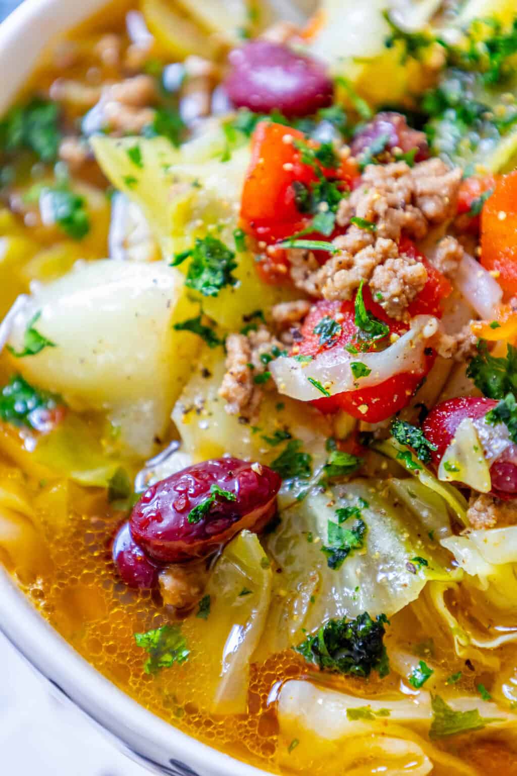 One Pot Hamburger Cabbage Soup - Sweet Cs Designs