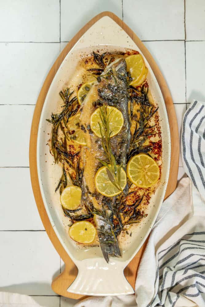 Lemon Caper Butter Roasted Branzino Sweet Cs Designs