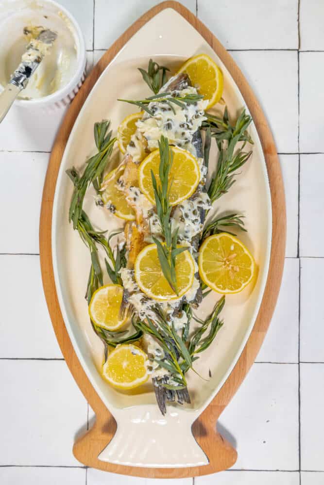 Lemon Caper Butter Roasted Branzino Sweet Cs Designs