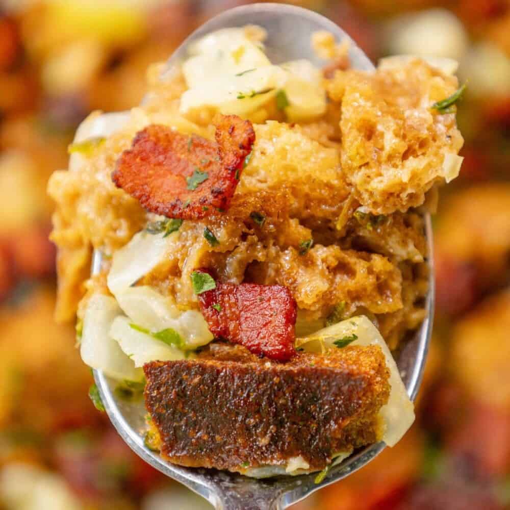 A bacon-laden spoonful of stuffing.