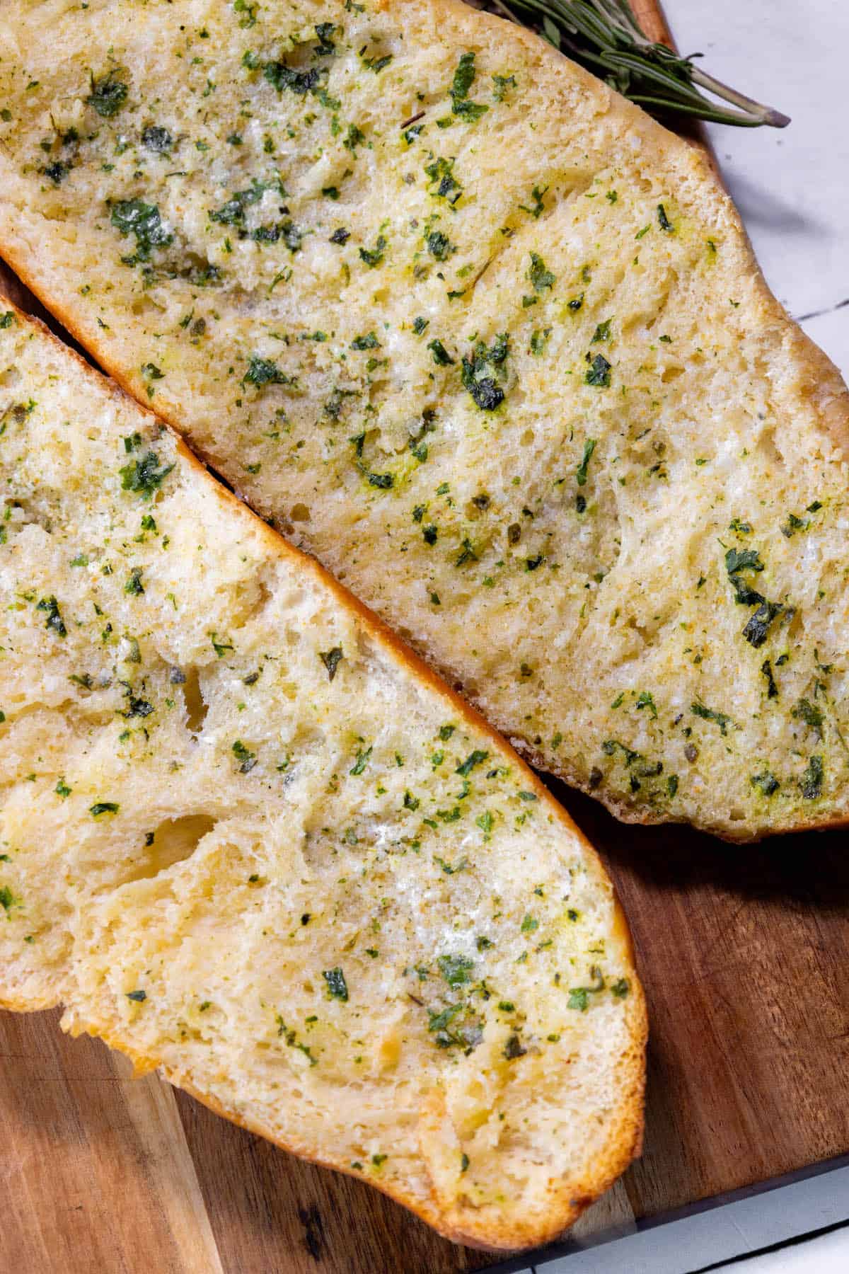 Easy Garlic Bread on a cutting board.