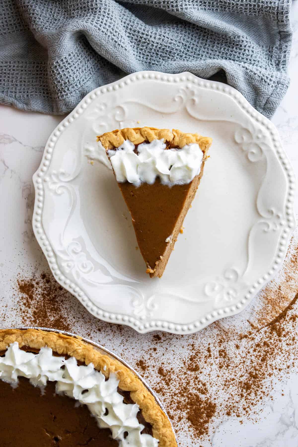 A slice of pumpkin pie.