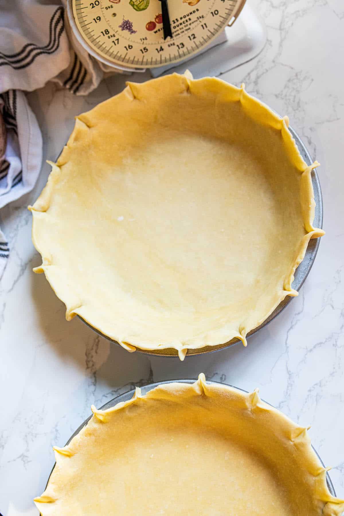 Easy pie crusts on a table.