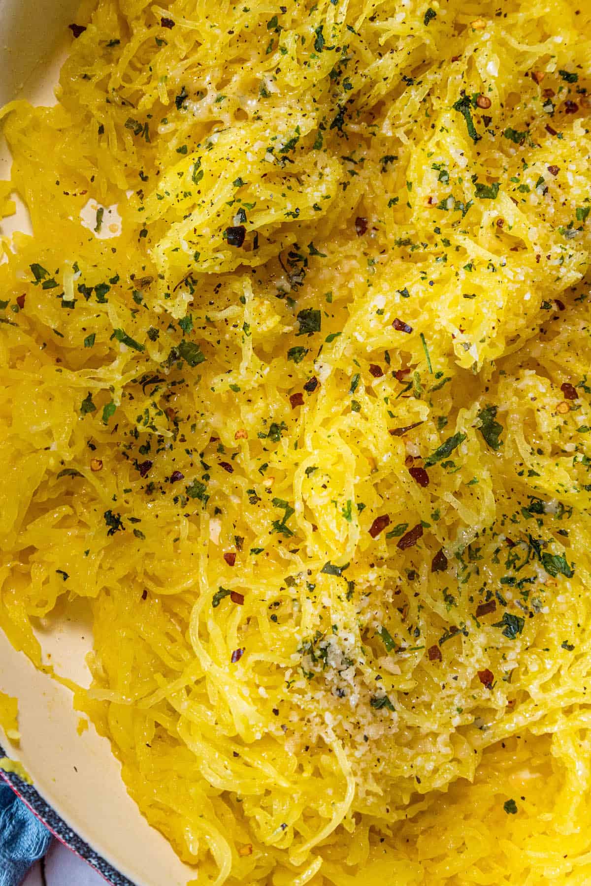 Easy yellow spaghetti squash with parmesan cheese.