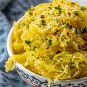 Easy spaghetti squash with parmesan and parsley.