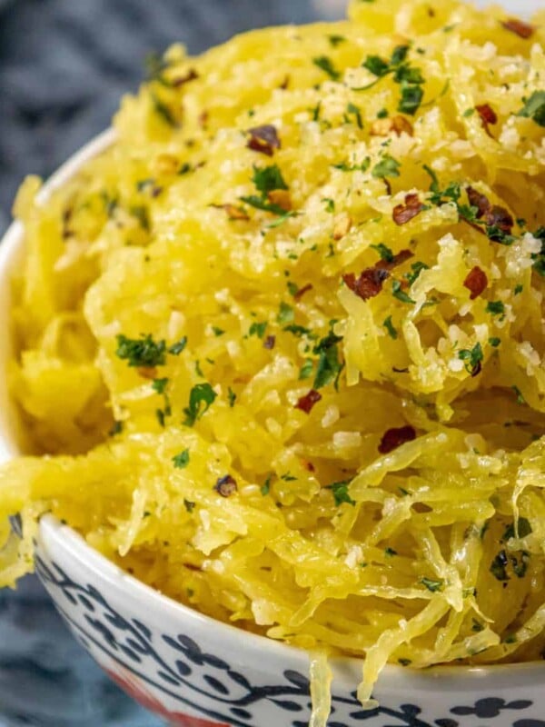 Easy spaghetti squash with parmesan and parsley.