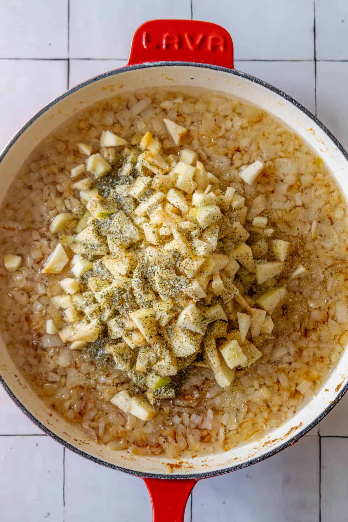 A Polish spread of smalec with rice, onions, and garlic.