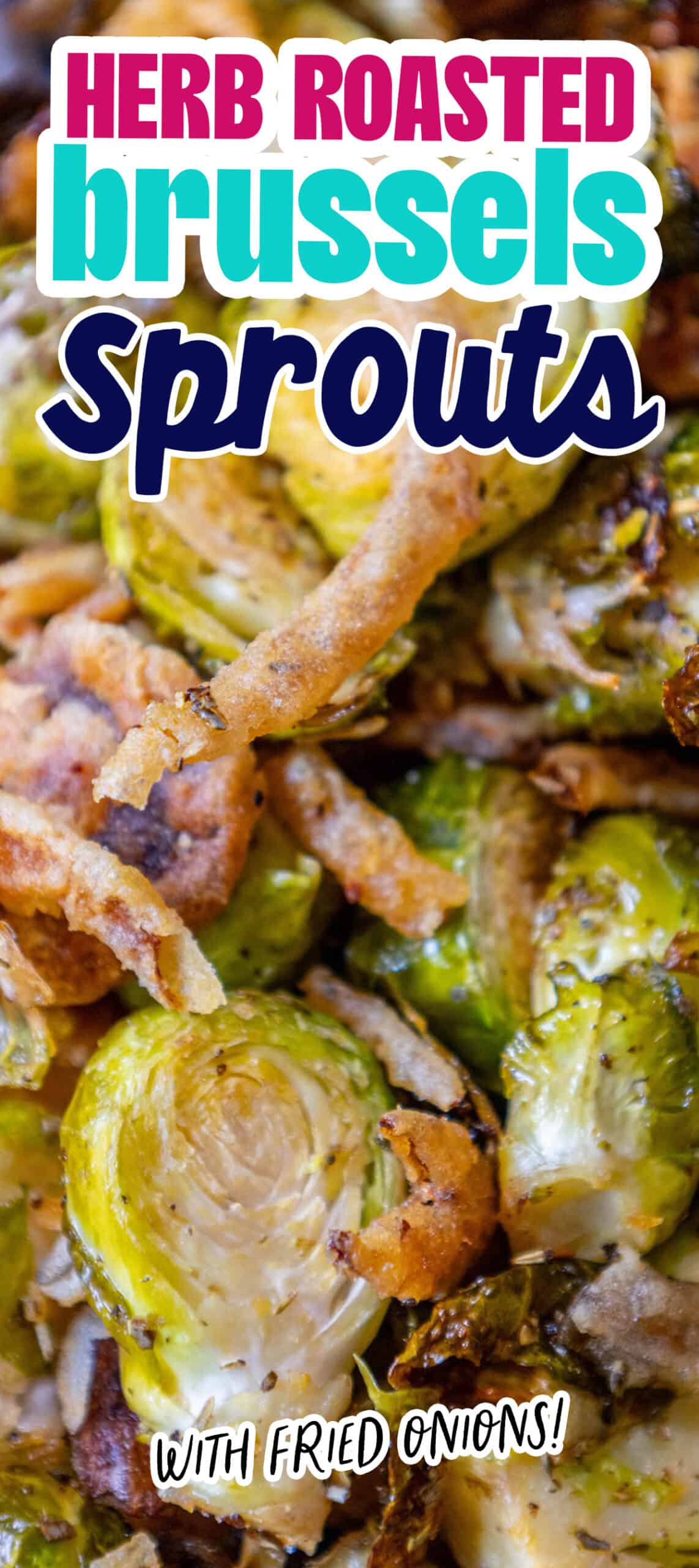 Roasted brussels sprouts with fried onions.