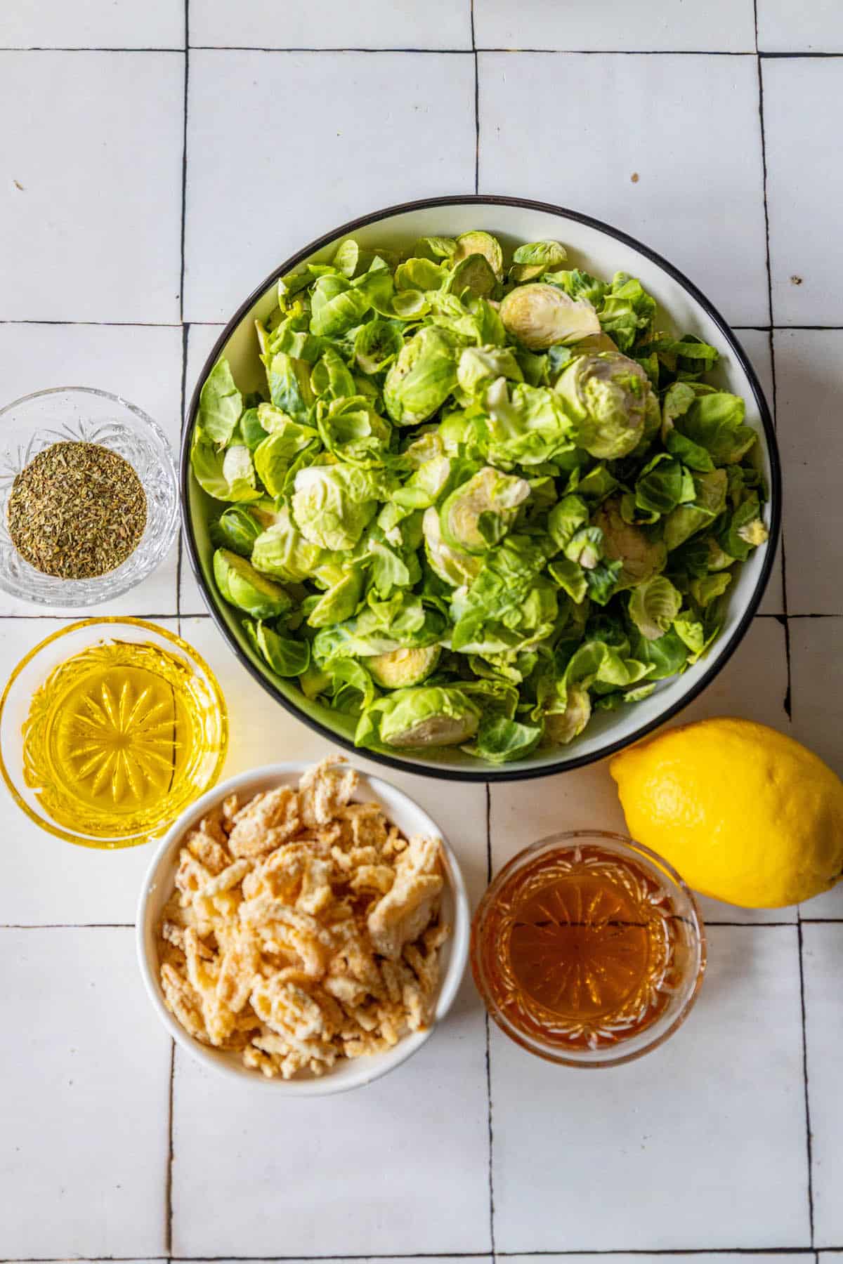 Ingredients for Roasted Brussels Sprouts salad.