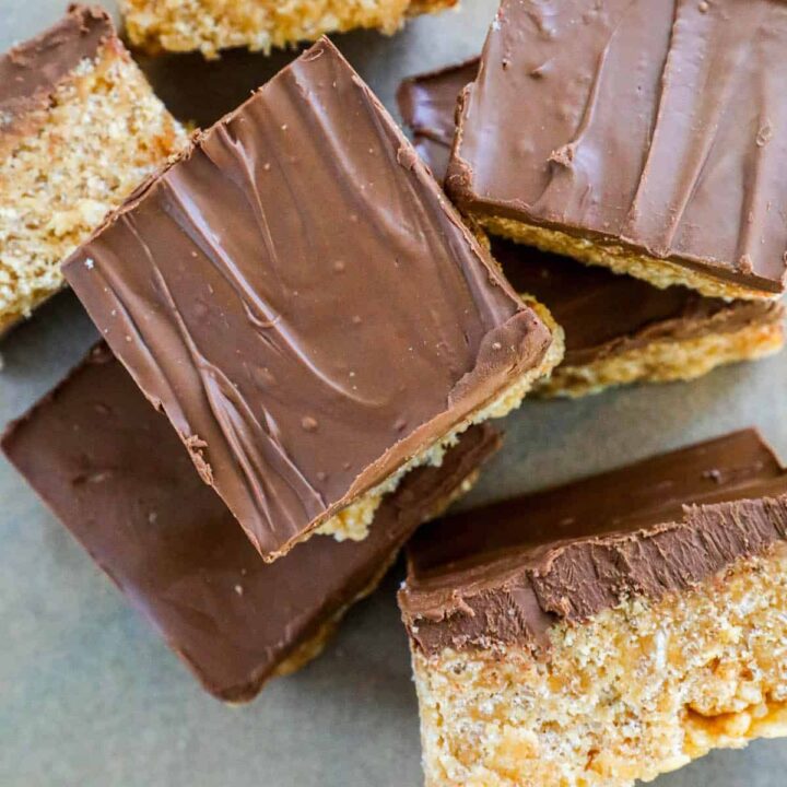 Scotcheroos - a delicious blend of peanut butter, chocolate, and graham cracker bars.