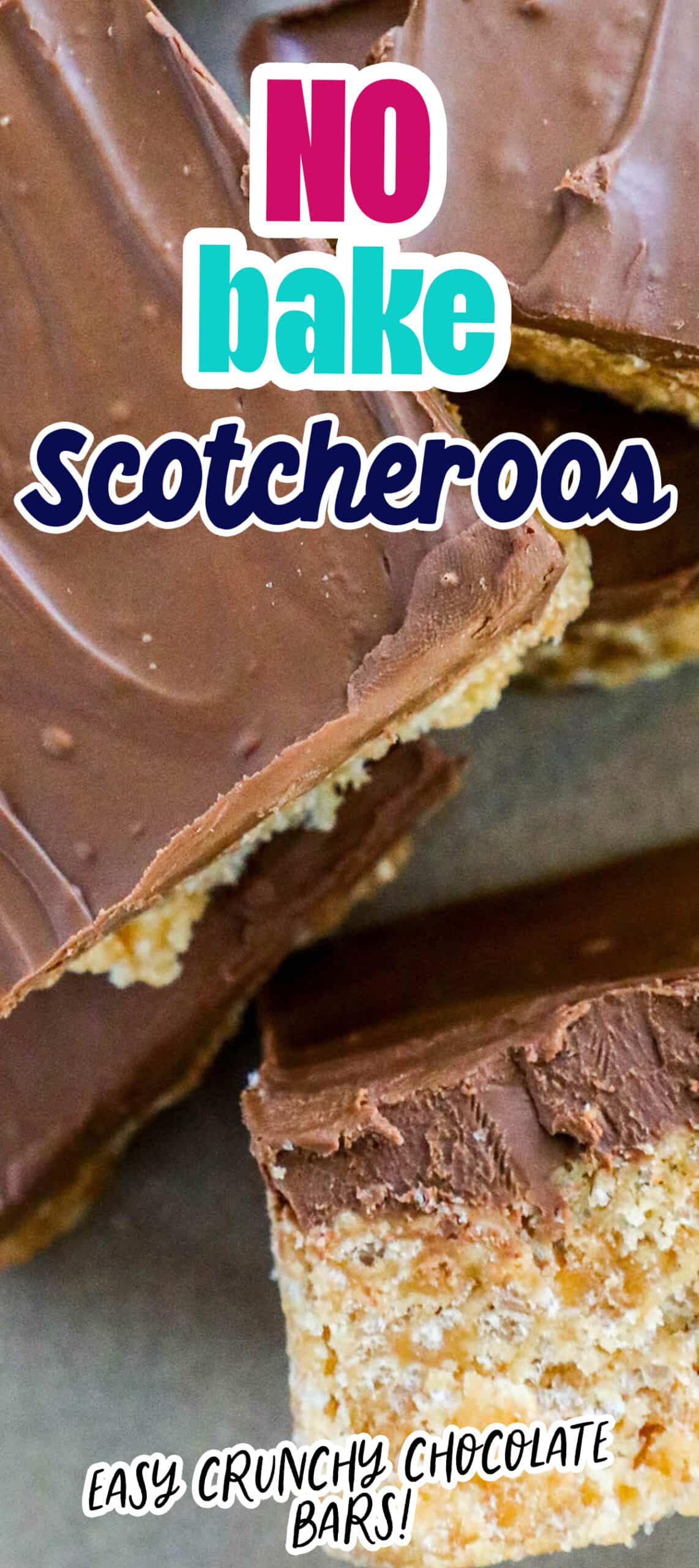 No bake scotcheroos made with chocolate bars.