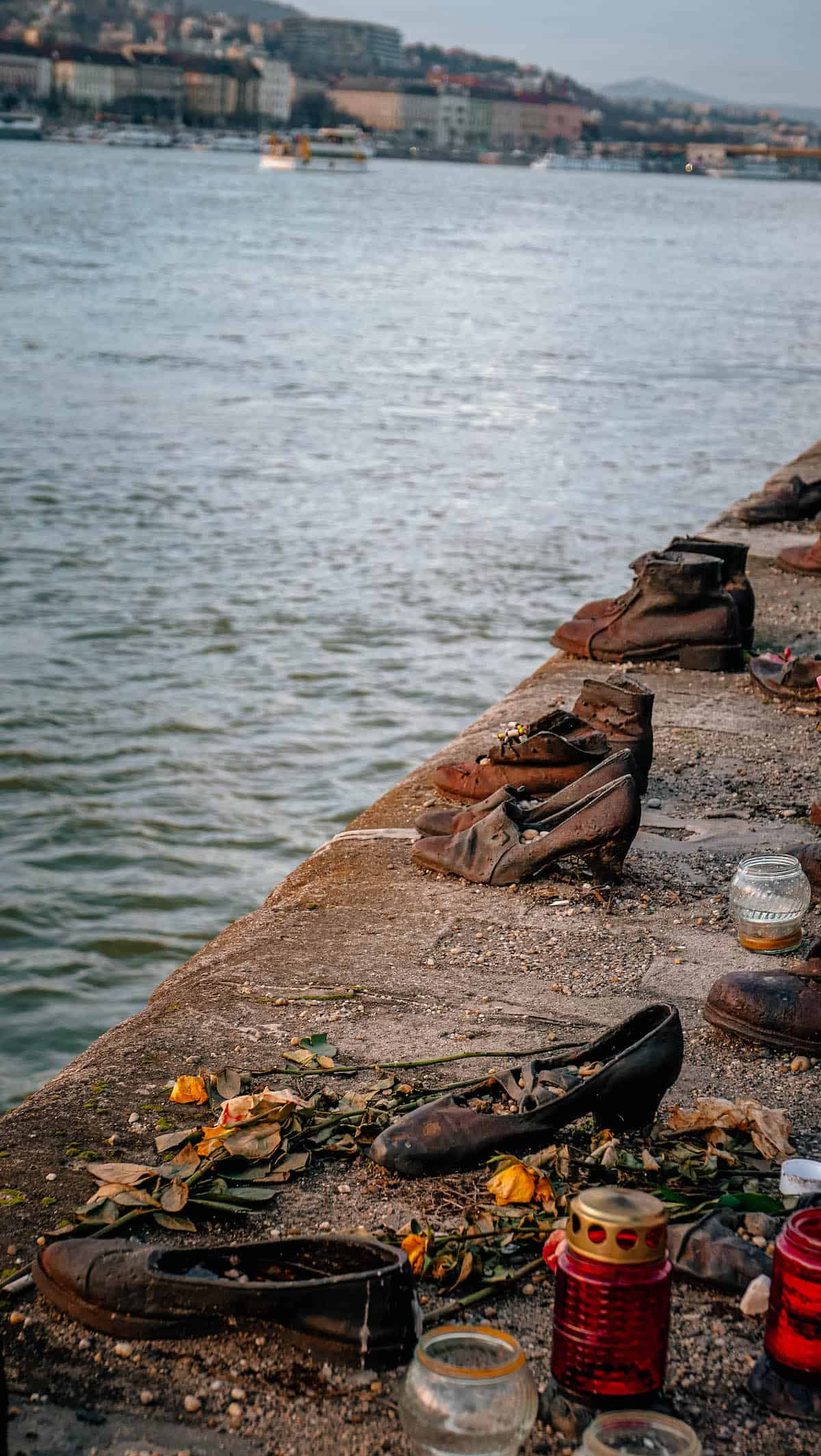 The Definitive Hungarian Goulash 22 The Shoes on the Danube Bank memorial in Budapest, a powerful and moving tribute to victims of the Holocaust.