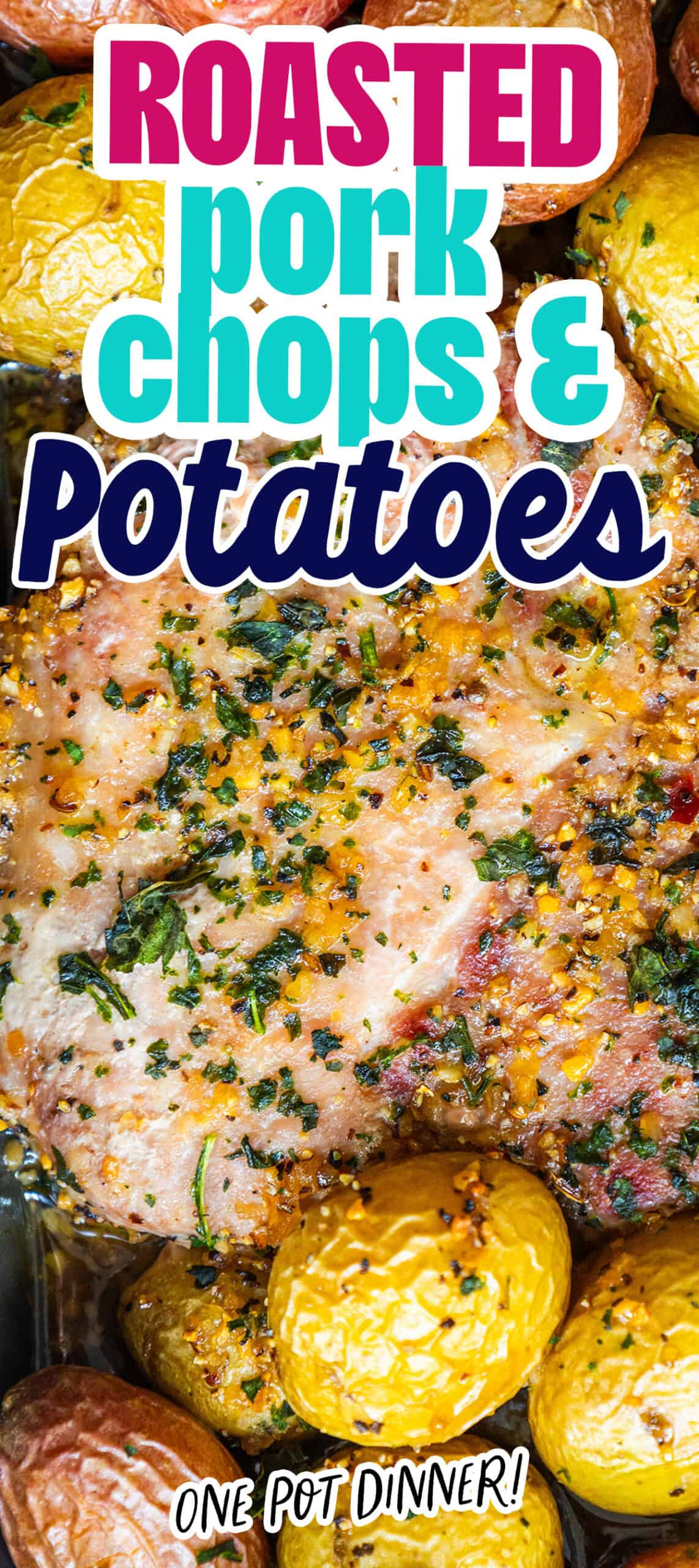 Deliciously seasoned roasted pork chops served with tender potatoes.