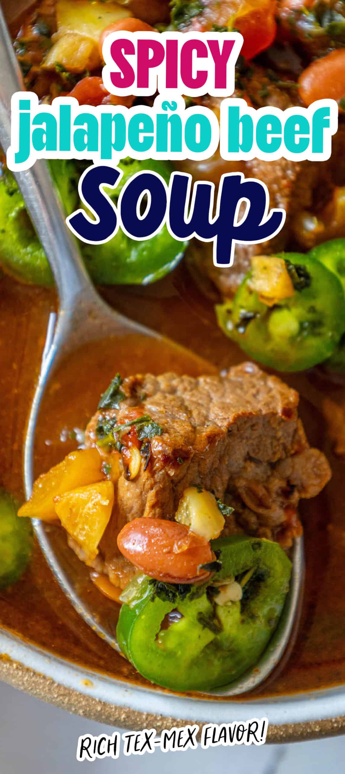 Spicy jalapeo beef soup.